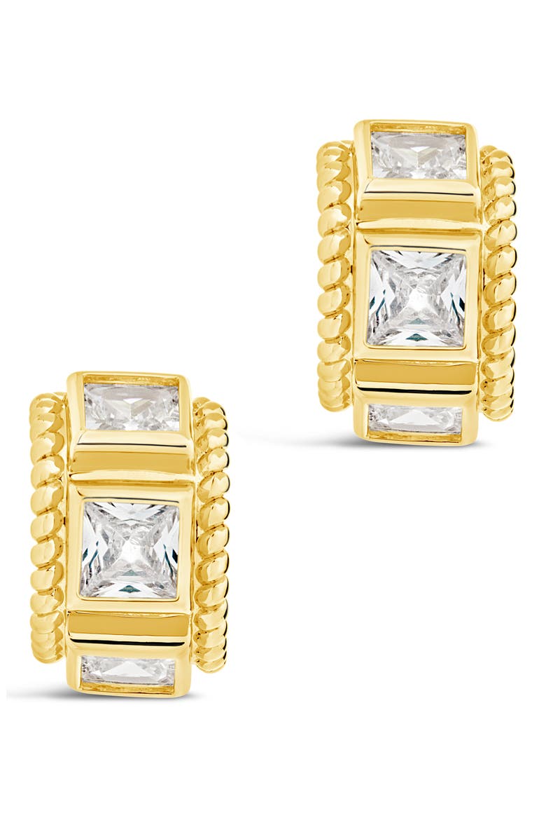Cassia Cubic Zirconia Huggie Hoop Earrings, Alternate, color, GOLD