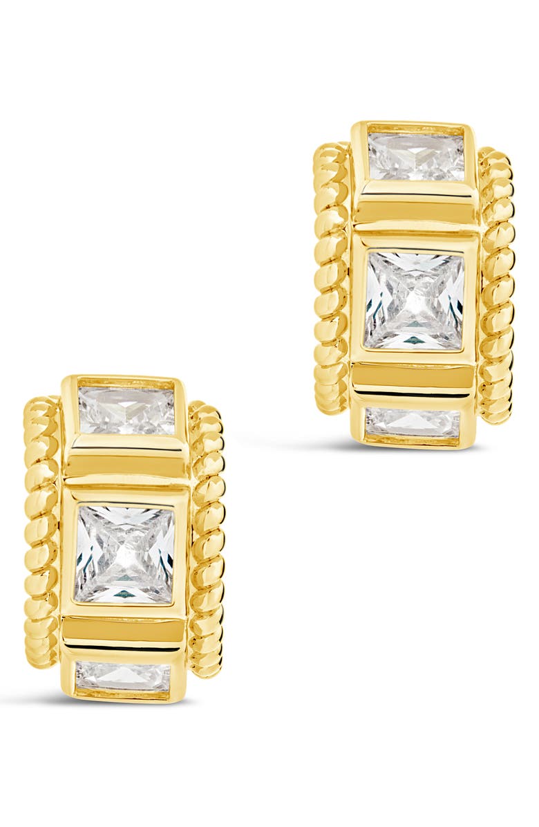 Sterling Forever Cassia Cubic Zirconia Huggie Hoop Earrings, Alternate, color, Gold