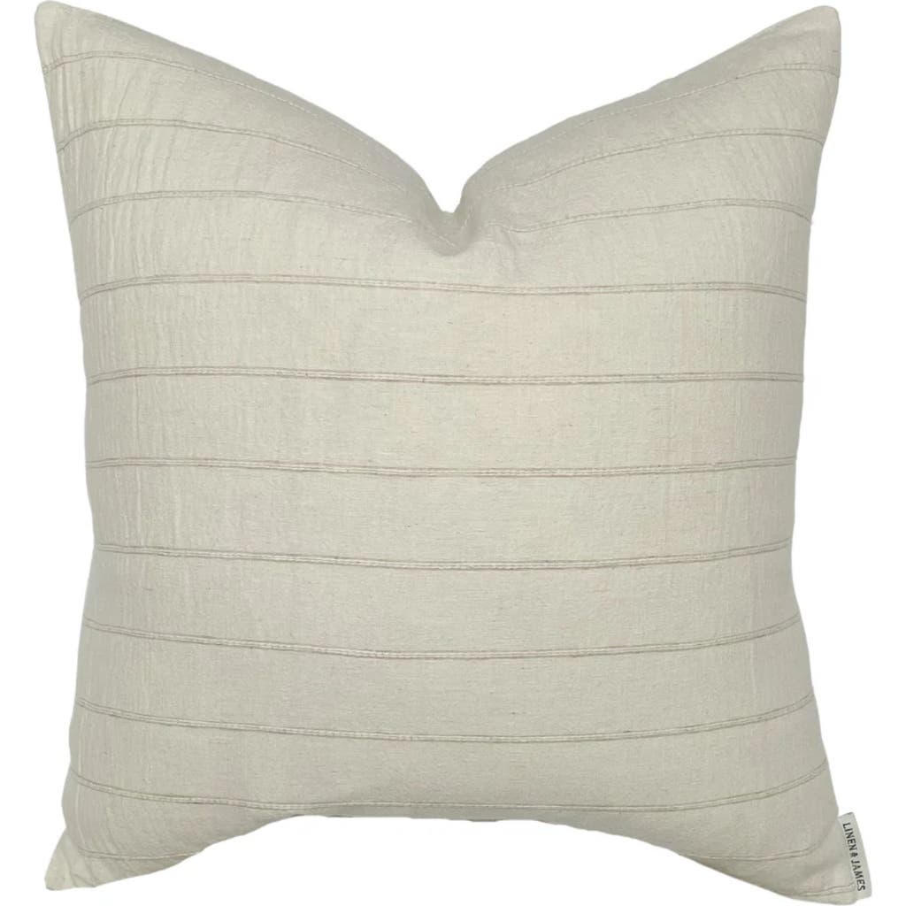 Linen & James Sophia Cream Stripe Pillow Cover In Cream