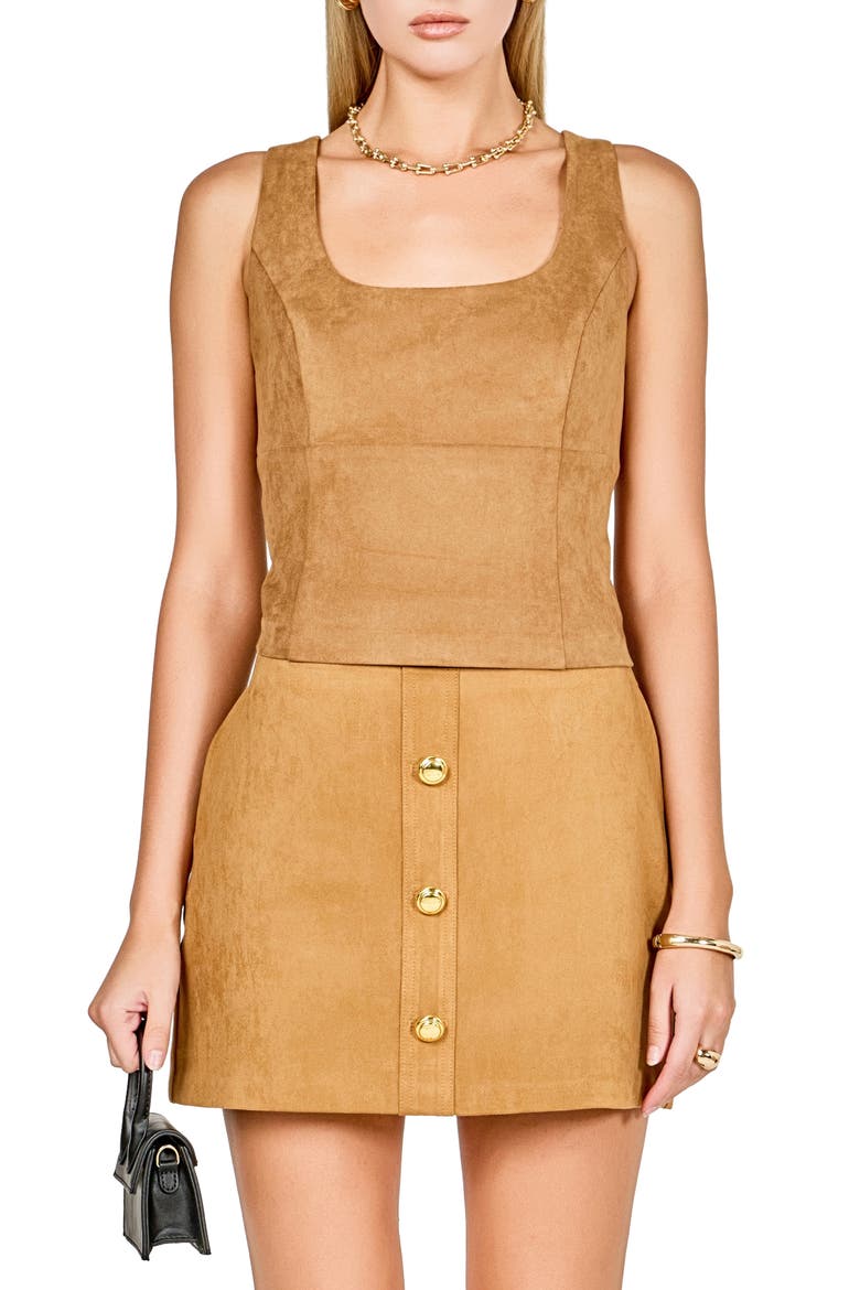 Faux Suede Sleeveless Top, Main, color, TAN