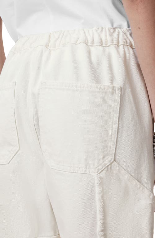 Allsaints Mila Frayed Trim Twill Cargo Pants In Off White