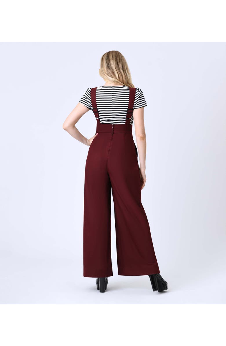 Unique Vintage Wide Leg Rochelle Suspender Pants, Alternate, color, Burgundy