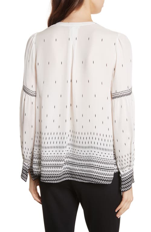 Joie Abhirati Split-neck Printed Silk Blouse In Brown