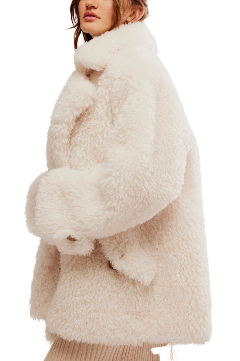 Sophie Faux Fur Peacoat, Alternate, color, BLANC DE BLANC