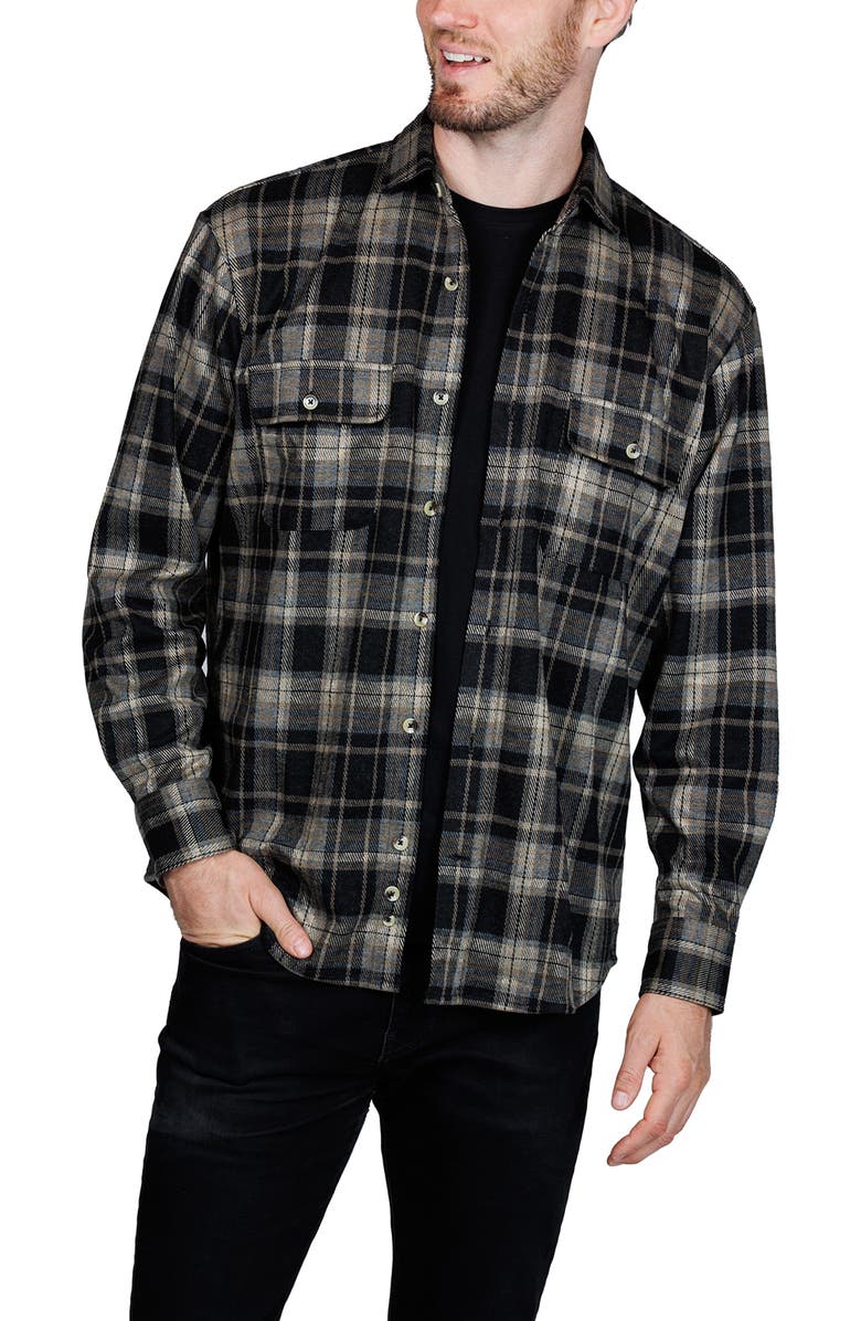 TailorByrd Plaid Button-Up Shirt, Alternate, color, Black