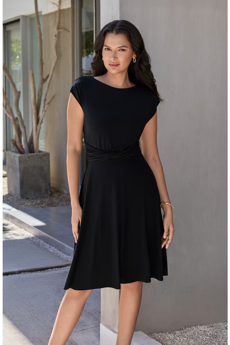 Auri Boat Neck Stretch Jersey Dress, Alternate, color, BLACK