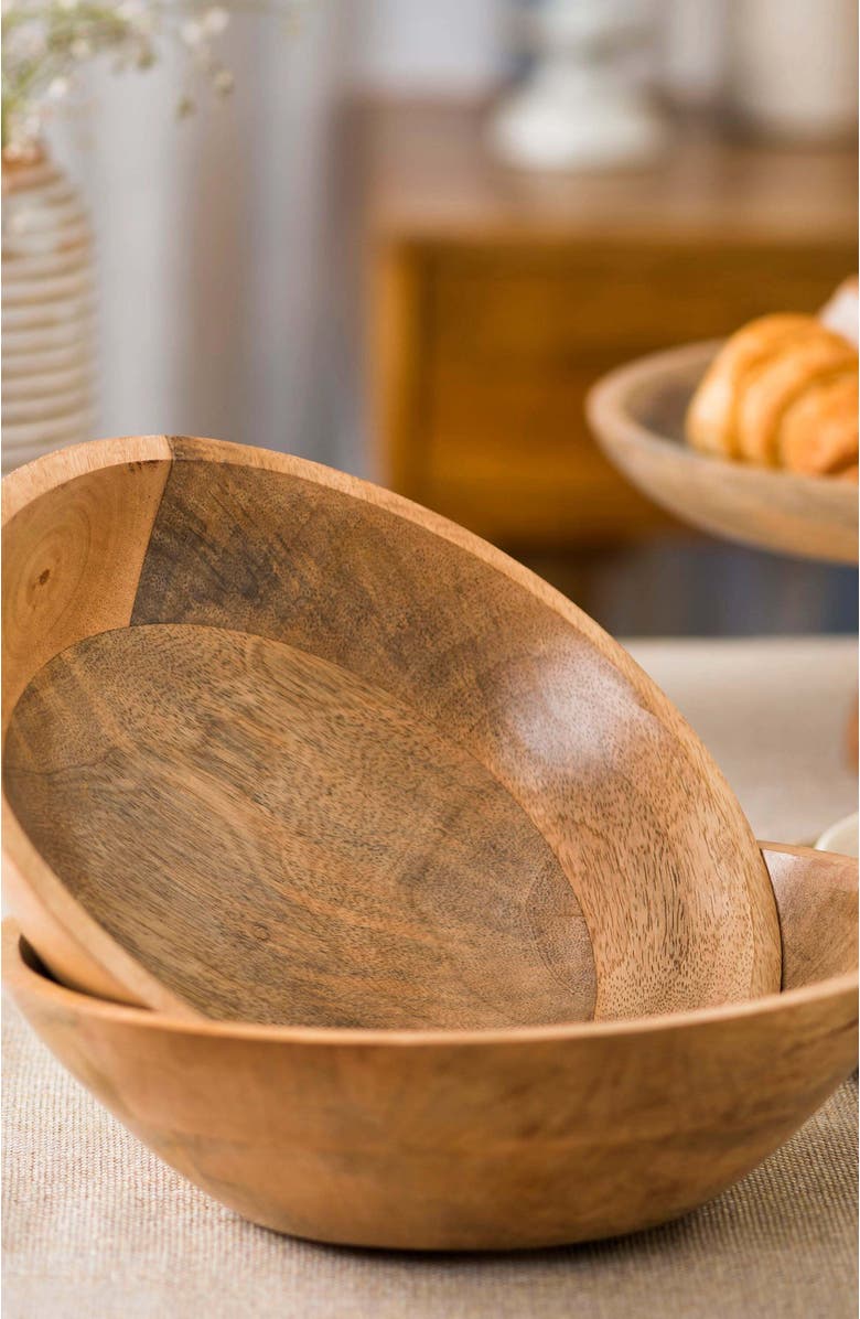 Mela Artisans Woodform Stackable Bowls - Natural, Alternate, color, Brown