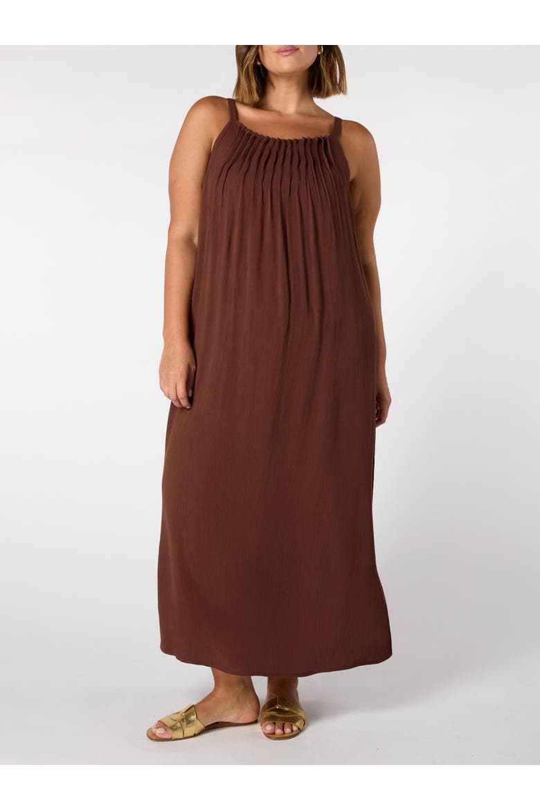 Crinkle Strappy Dress, Alternate, color, Chocolate
