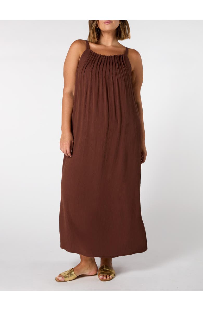 Live Unlimited Crinkle Strappy Dress, Alternate, color, Chocolate