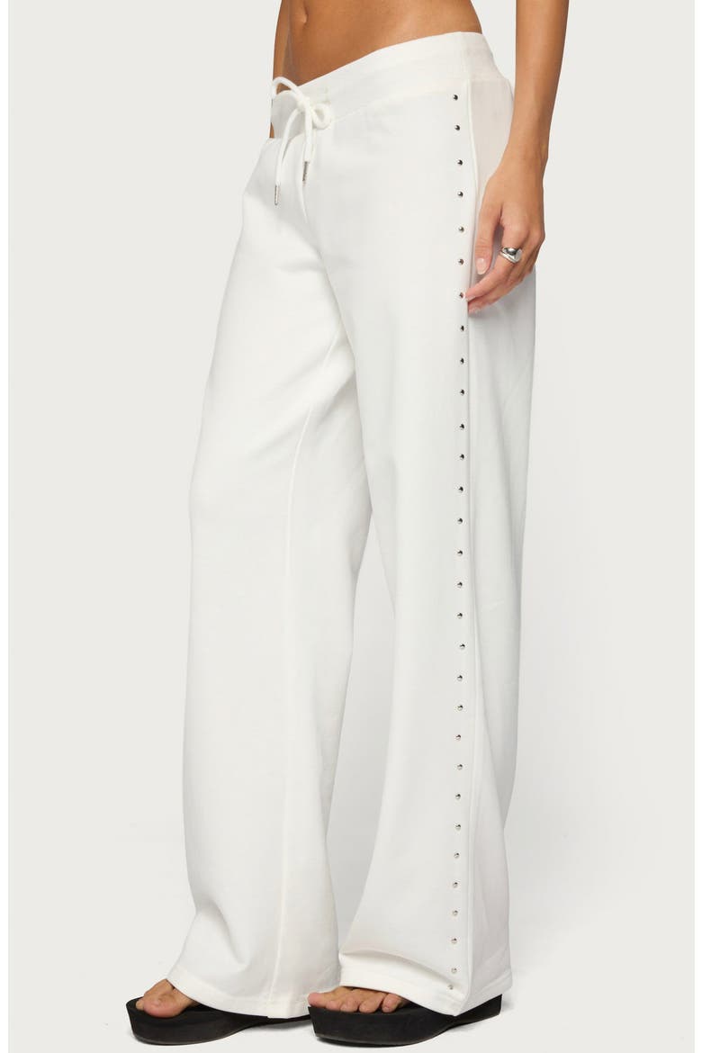 Enid Studded Wide Leg Sweatpants, Alternate, color, WHITE