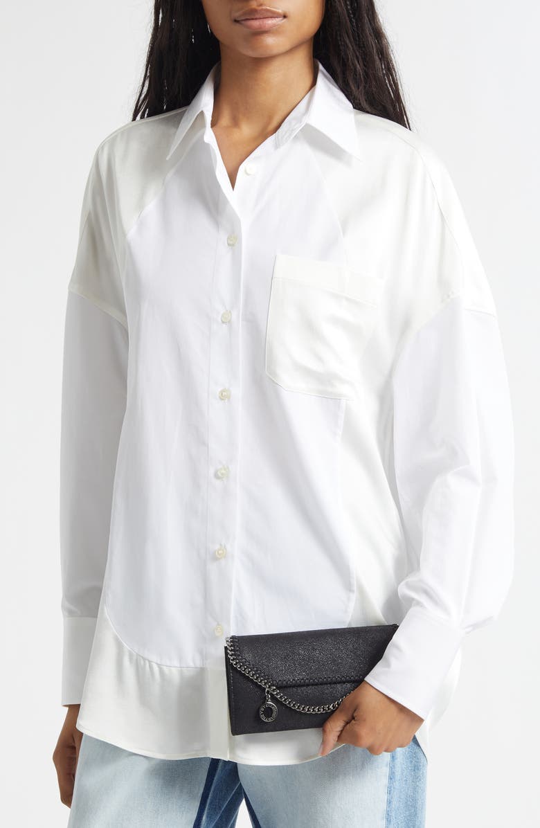 Stella McCartney Falabella Shaggy Faux Leather Wallet on a Chain, Alternate, color, Black