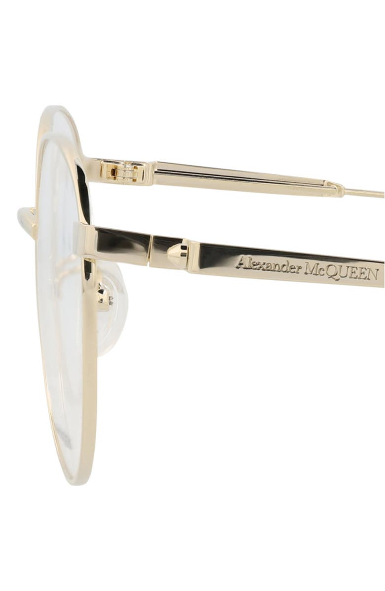 McQueen 52mm Round Optical Glasses, Alternate, color, Gold Gold Transparent