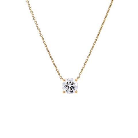 Lab Grown Diamond Round Solitaire Necklace 14K