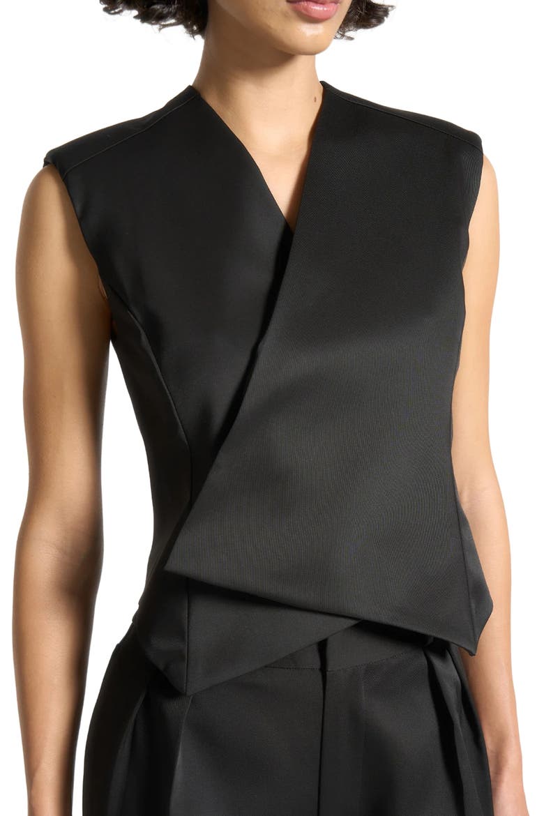 Laurence Sateen Wrap Waistcoat, Alternate, color, Black