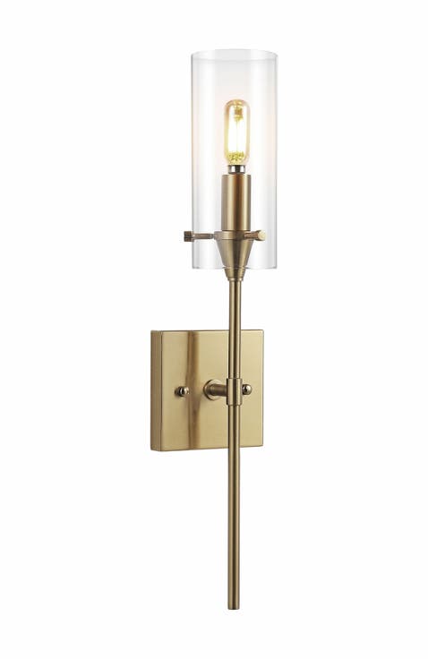 Cato 1-Light Bohemian Farmhouse Iron/Glass LED Sconce
