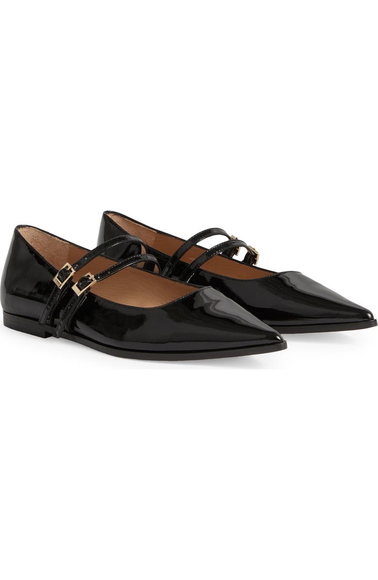 LK Bennett Lulu Strappy Pointed Toe Flat, Main, color, Bla-Black