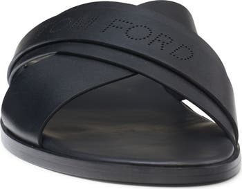 【Tom ford】 PRESTON LOGO-PERFORATED SLIDES TOM FORD logo-perforated slides | REVERSIBLE