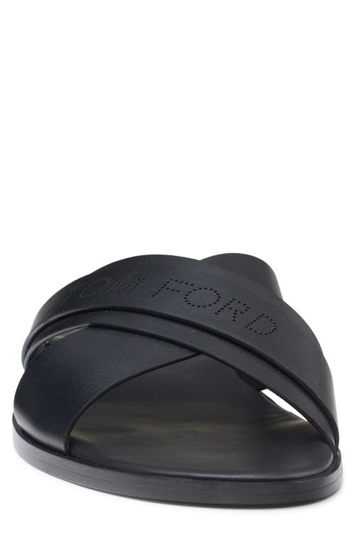 Shop Tom Ford Preston Leather Slide Sandal In Black