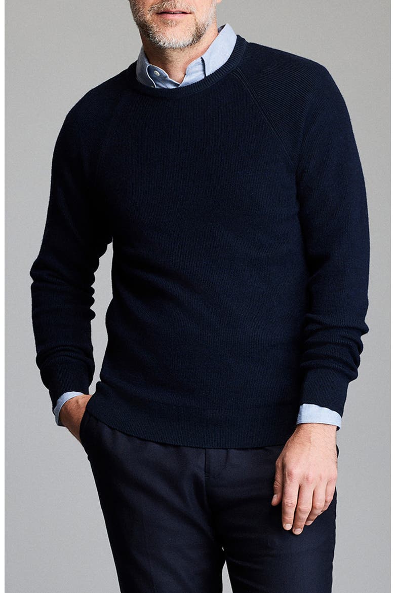 Bishop Rib Wool & Cotton Sweater, Main, color, CARBON BLUE