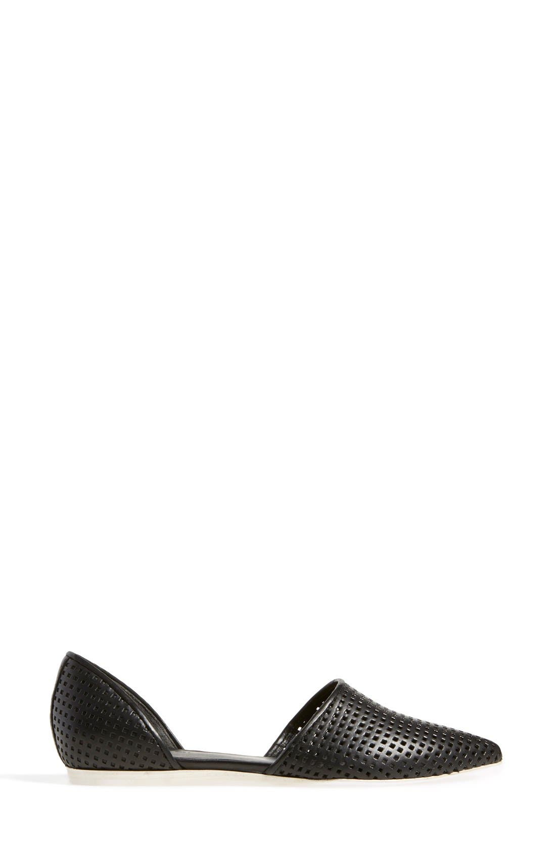 'Nina 2' Perforated Leather D'Orsay Flat, Alternate, color, BLACK