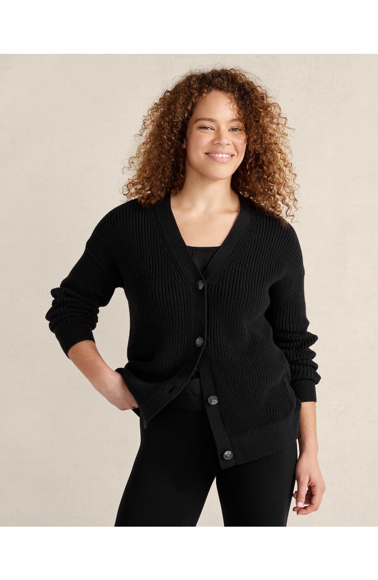 Haven Well Within Organic Cotton Shaker Stitch Cardigan, Main, color, Black