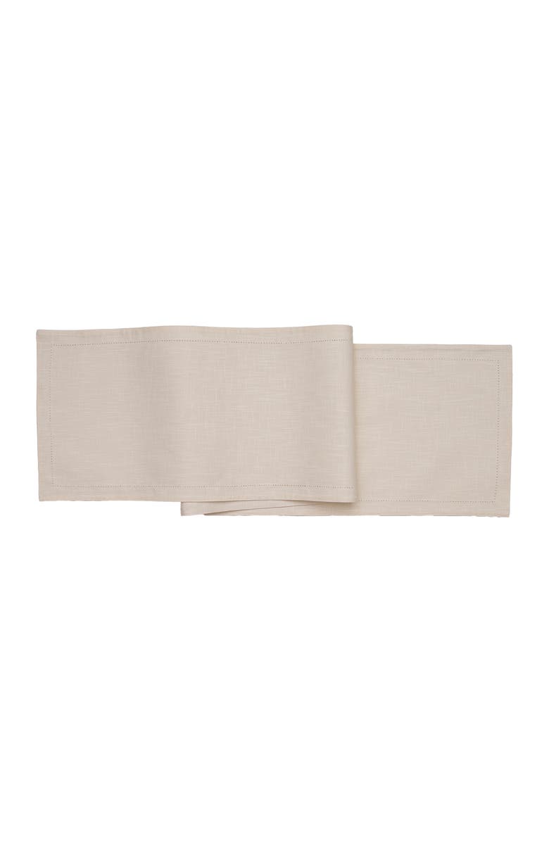 C&F Home Hemstitch Solid Natural 100% Cotton Cloth Table Runner 14" x 72", Main, color, Beige