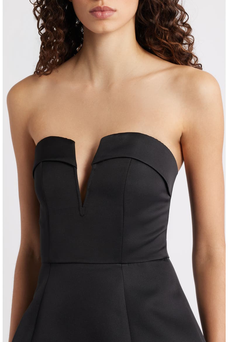 Calista Strapless Mixed Media Cocktail Dress, Alternate, color, BLACK