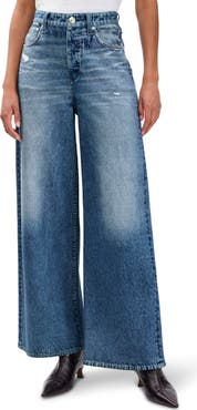 rag & bone Miramar Sofie High Waist Ankle Wide Leg Terry Sweatpant Jeans