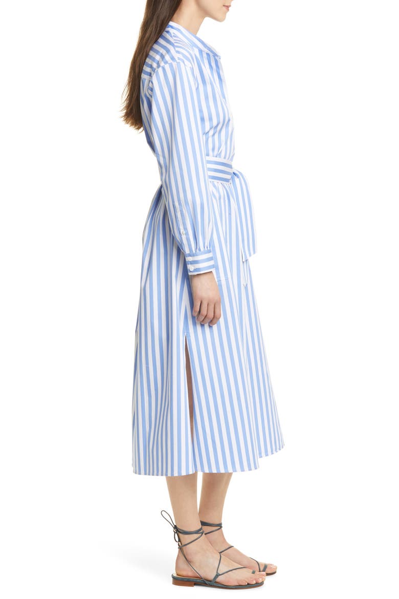 Half Placket Long Sleeve Stripe Midi Dress, Alternate, color, BLUE MULTI