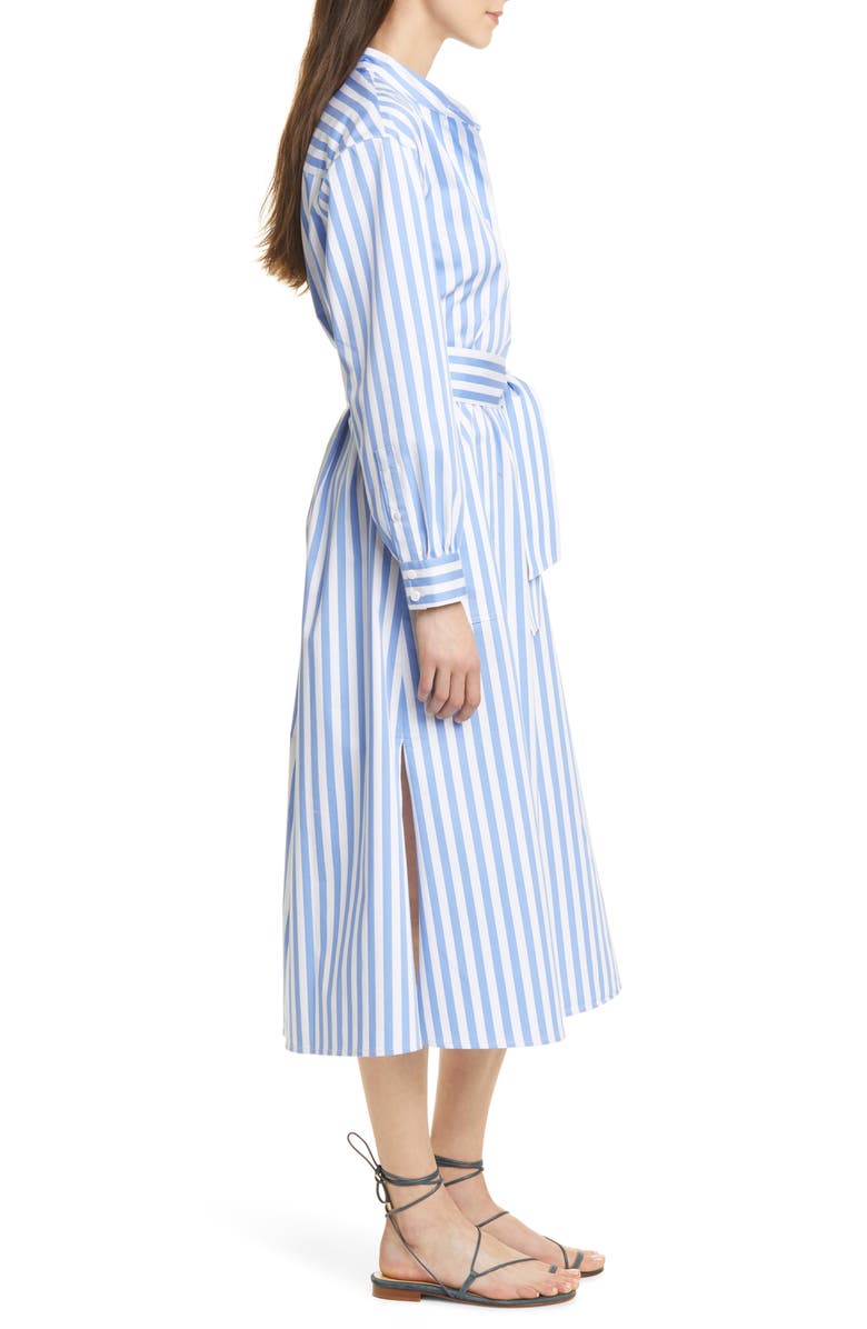 Club Monaco Half Placket Long Sleeve Stripe Midi Dress, Alternate, color,
