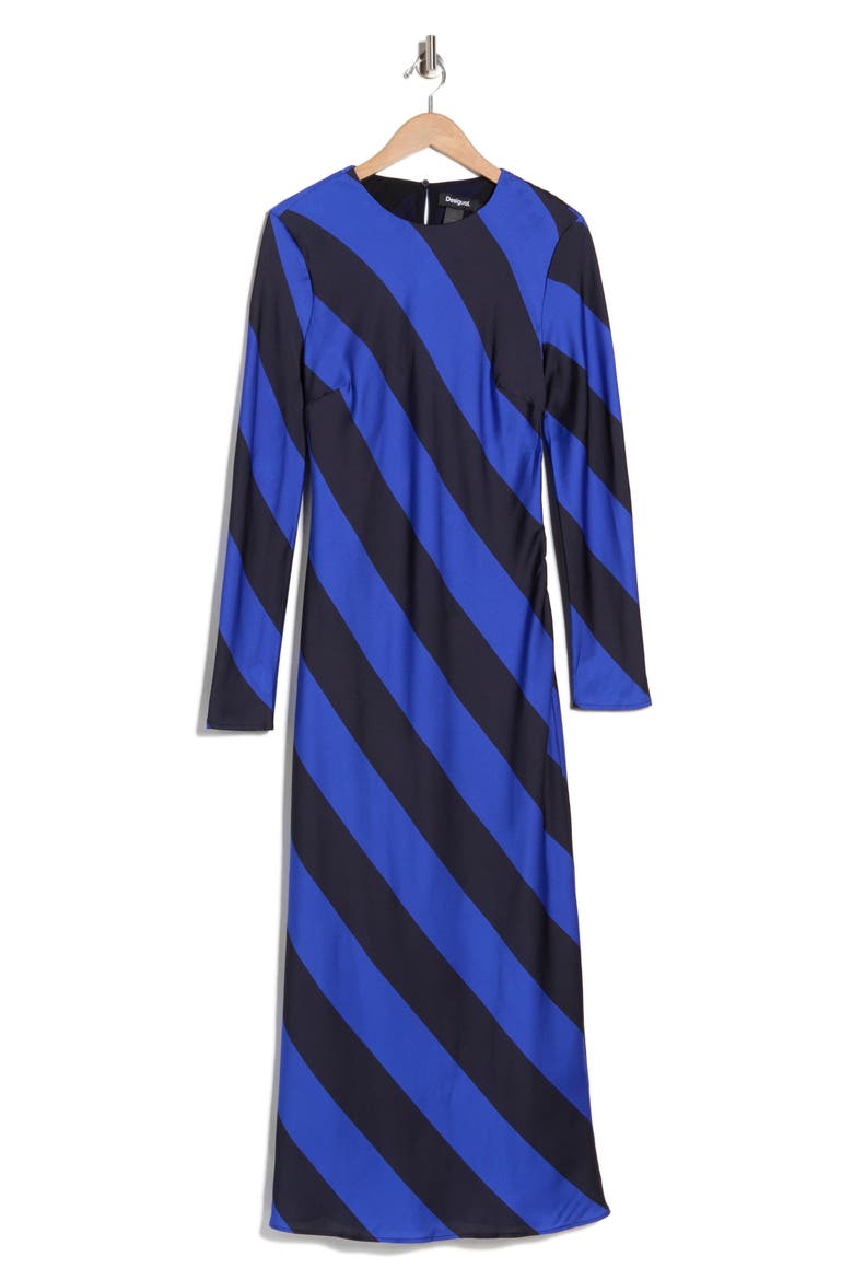 Stripe Long Sleeve Maxi Dress, Alternate, color, INK BLUE