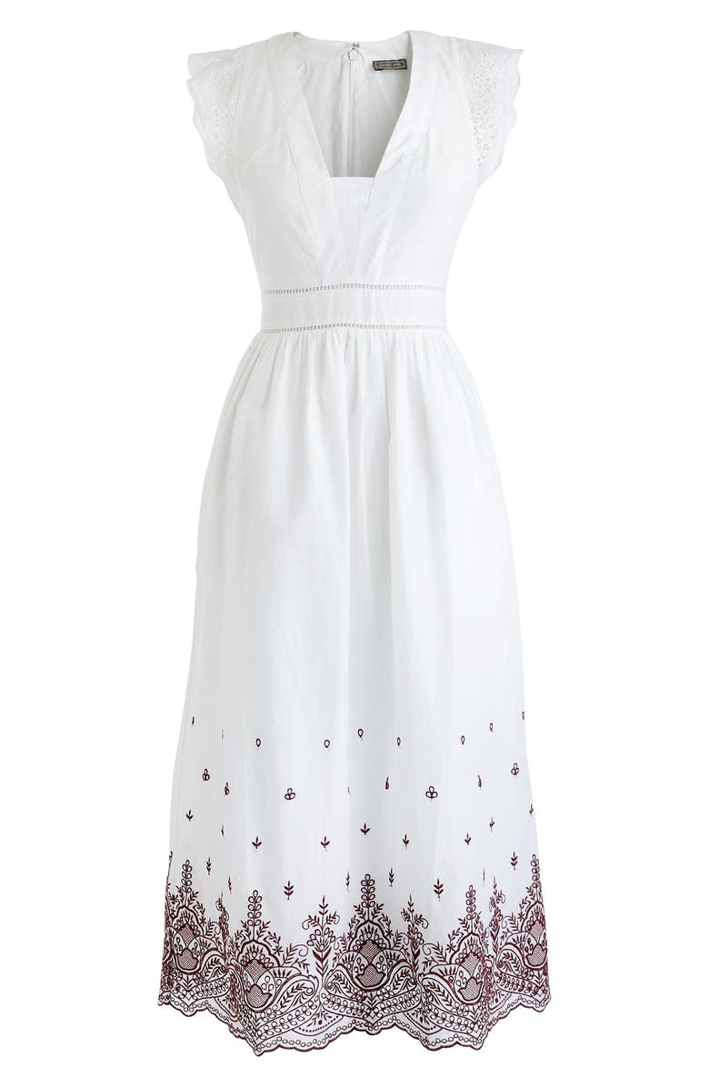 J.Crew Embroidered Flutter Sleeve Midi Dress, Alternate, color,