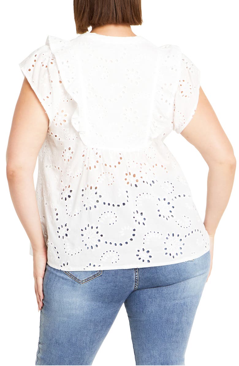 City Chic Casey Eyelet Cotton Top, Alternate, color,