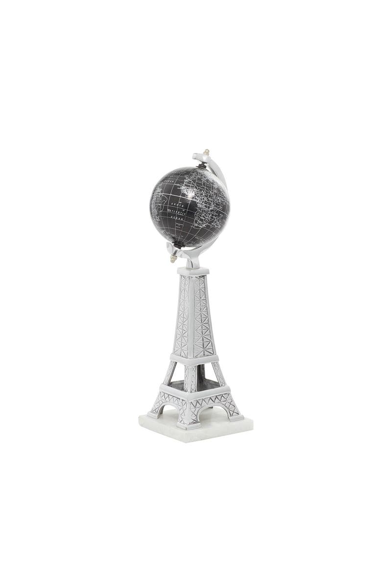WILLOW ROW Glam Style Black PVC Globe On Aluminum Stand & Marble Base, Alternate, color, 