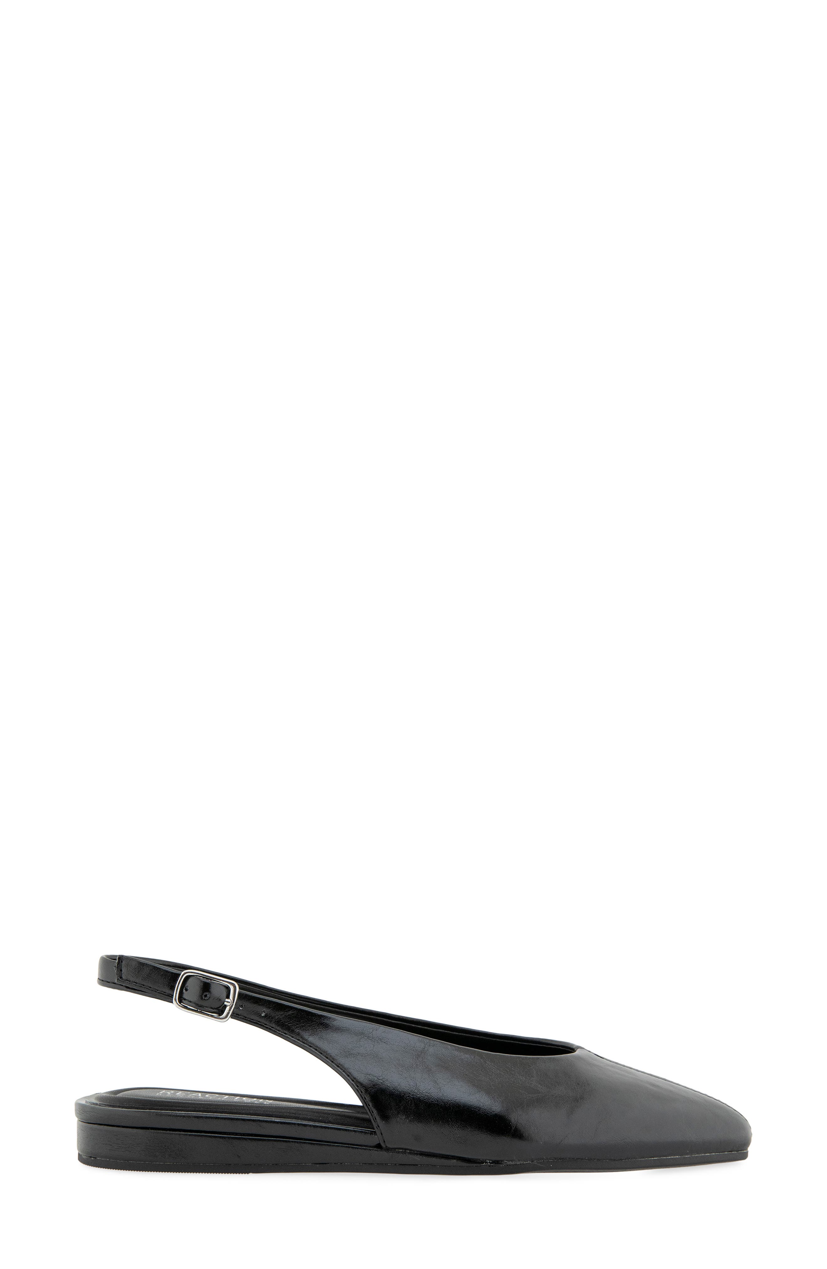 Brianna Faux Leather Slingback Flat, Alternate, color, BLACK