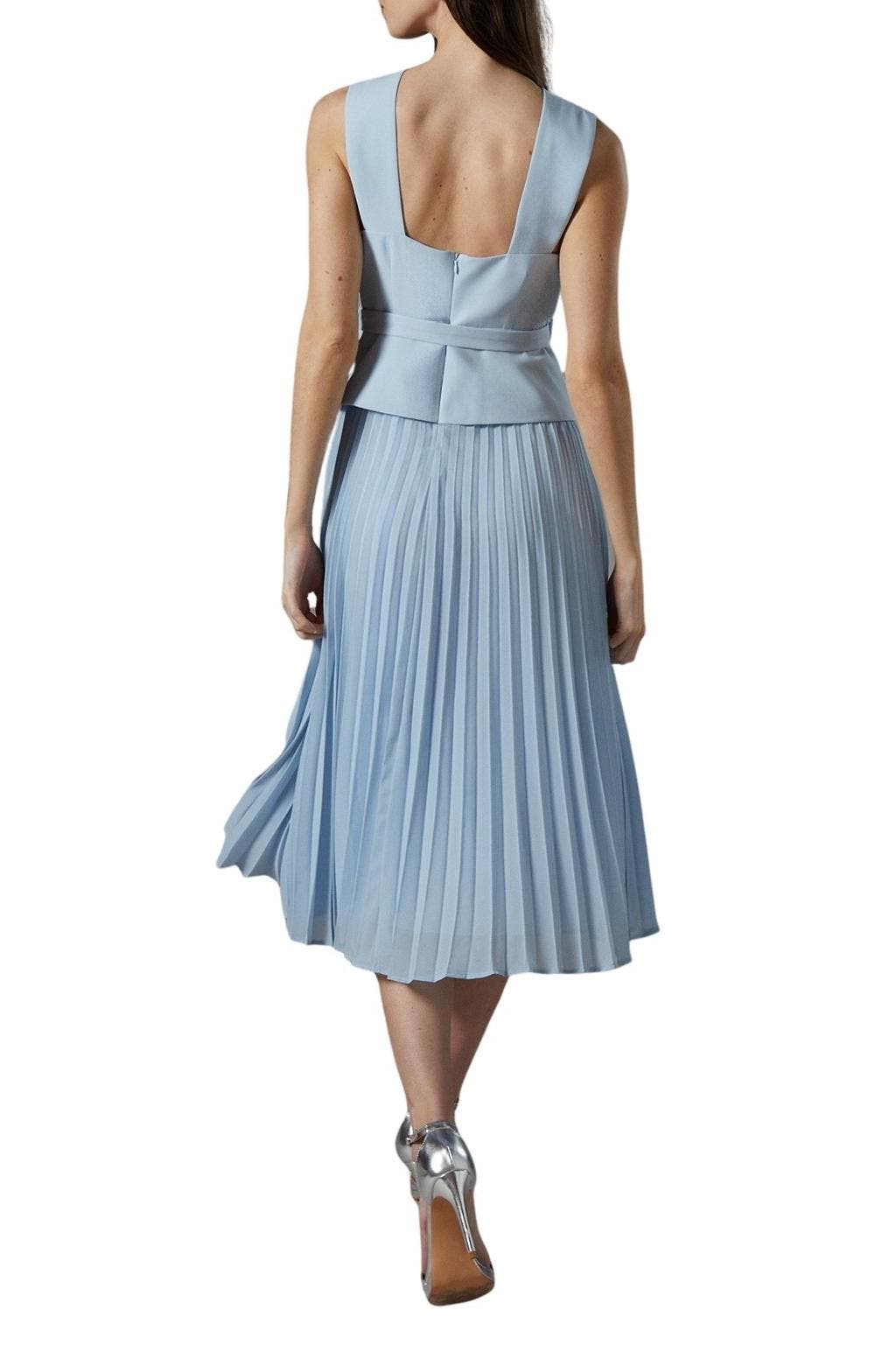petite pleated midi dress Coast Women's Petite Collared Lace Top Pleated Skirt Midi Dress in Green | Size: 8