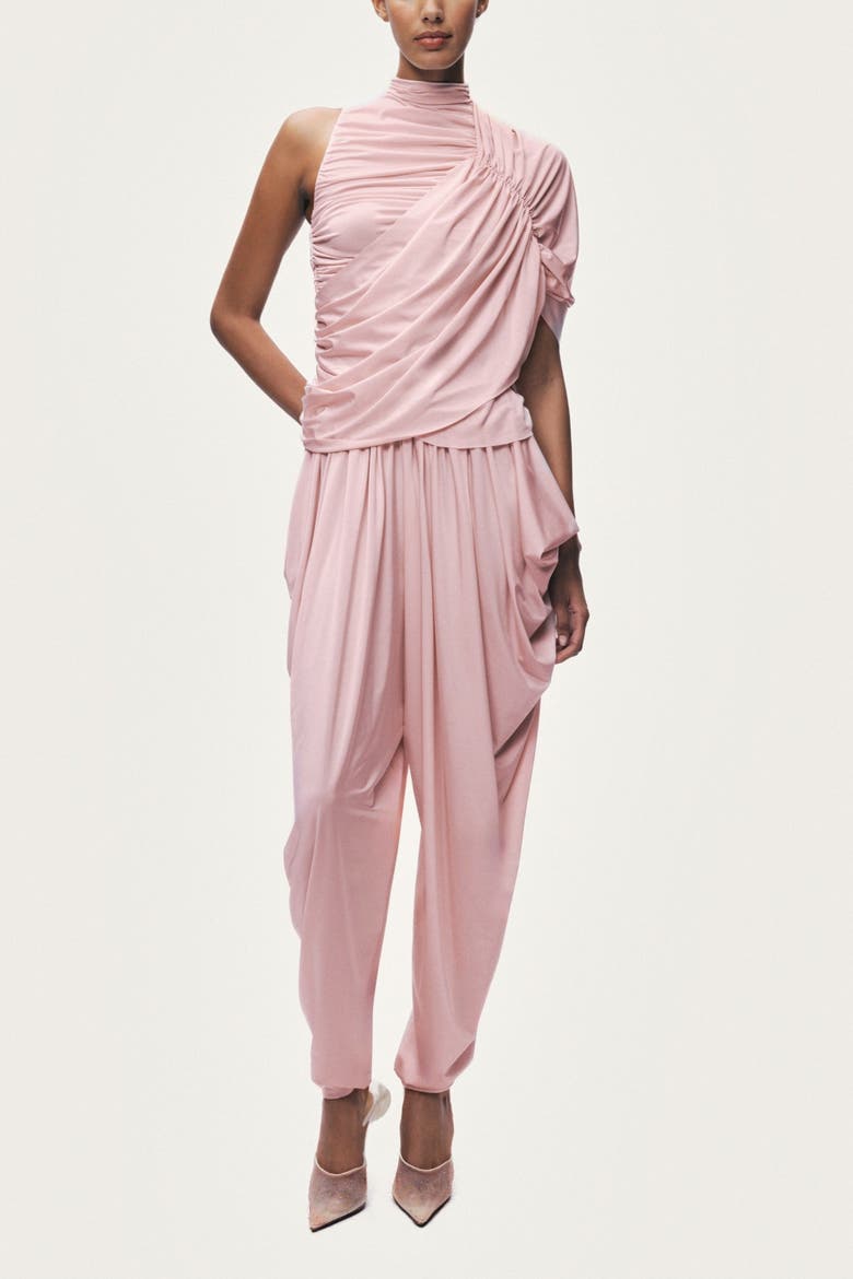Asymmetric Sleeve Draped Blouse, Alternate, color, Pink