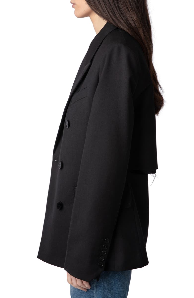 Zadig & Voltaire Vaena Double Breasted Slit Blazer, Alternate, color,