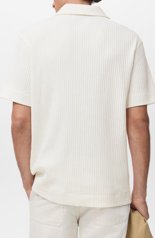 Mango Textured Knit Polo In White