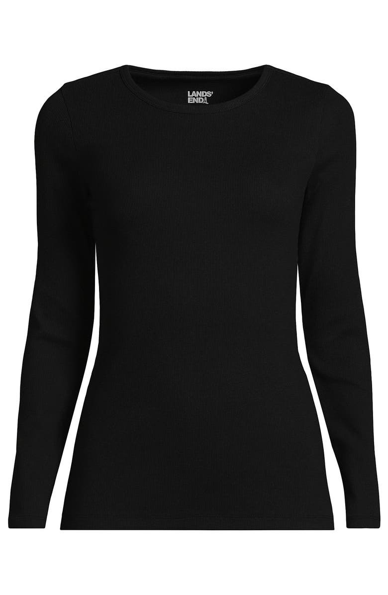 Lands' End Cotton Rib T-shirt, Alternate, color, Black