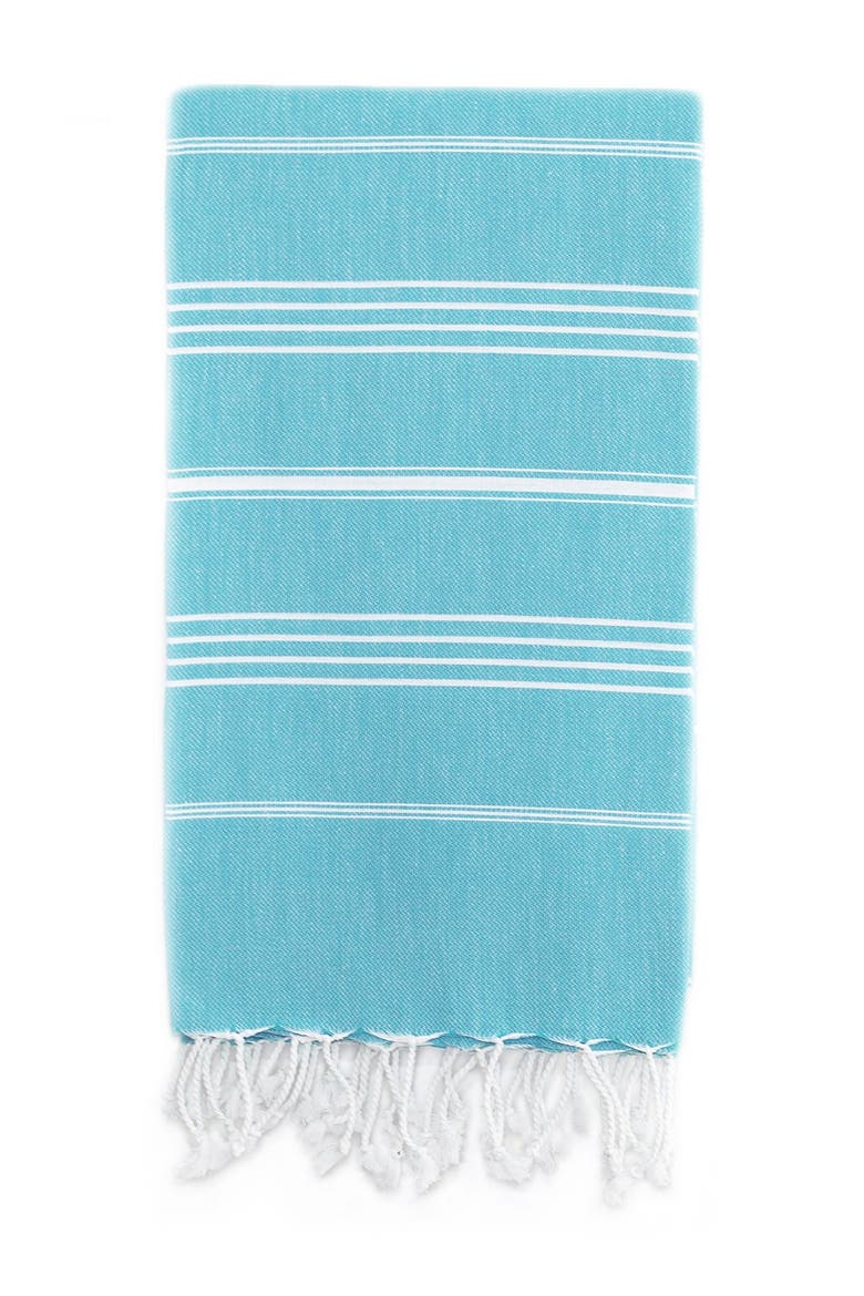 'Lucky' Turkish Pestemal Towel, Main, color, TURQUOISE