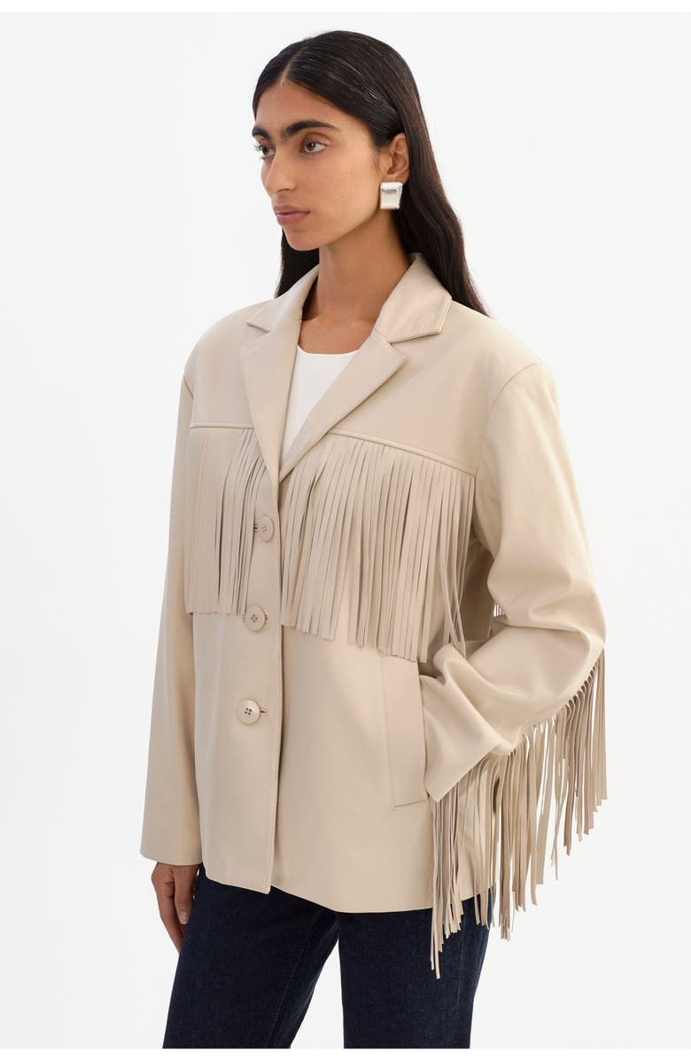 LAMARQUE Rianne | Leather Fringe Jacket, Alternate, color, Bone