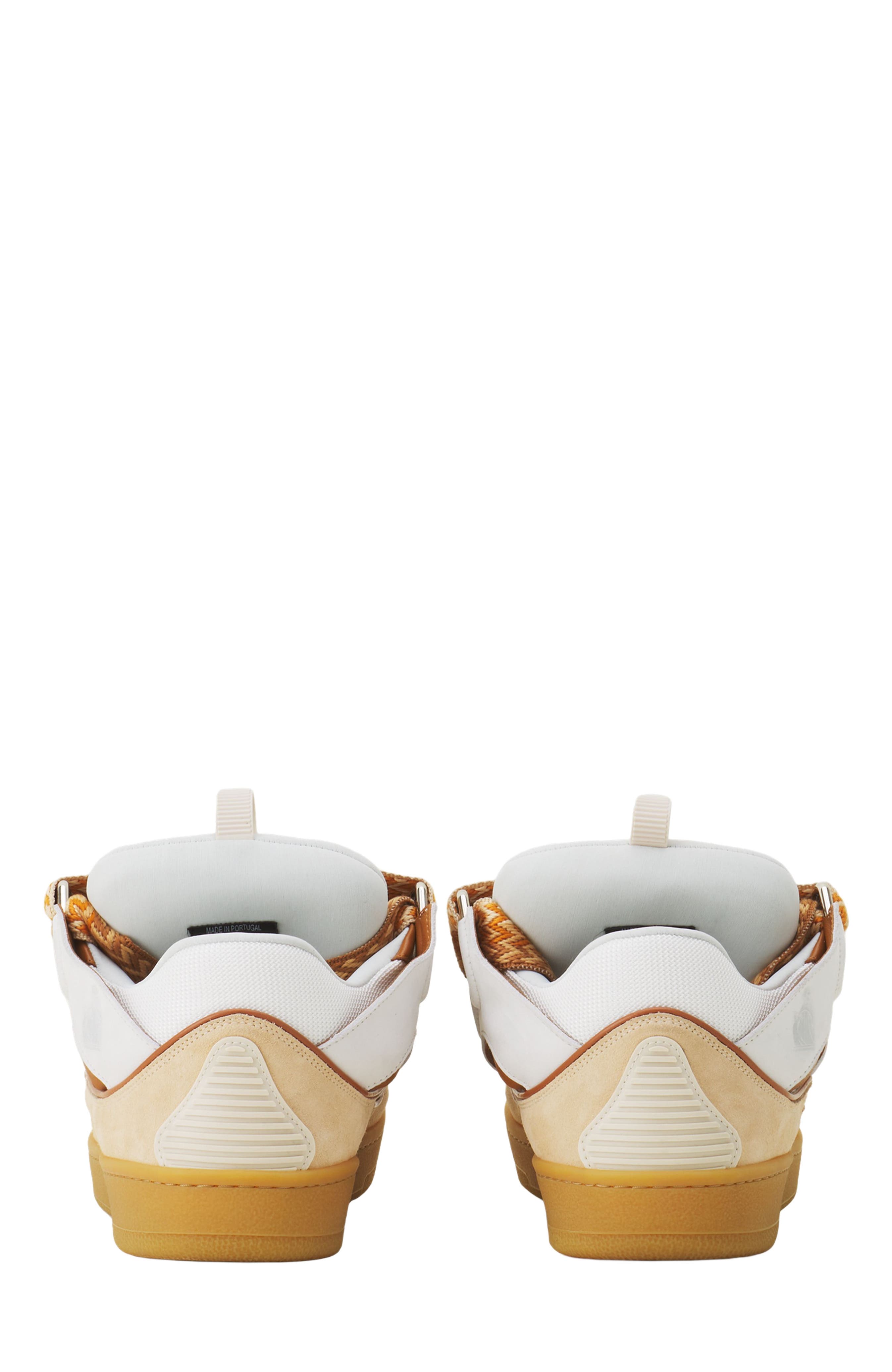 Lanvin Curb Leather Sneakers, Alternate, color, Optic White/Honey