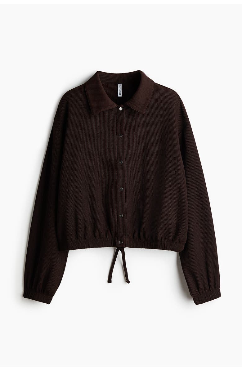 H&M Textured Jersey Jacket, Main, color, Dark Brown