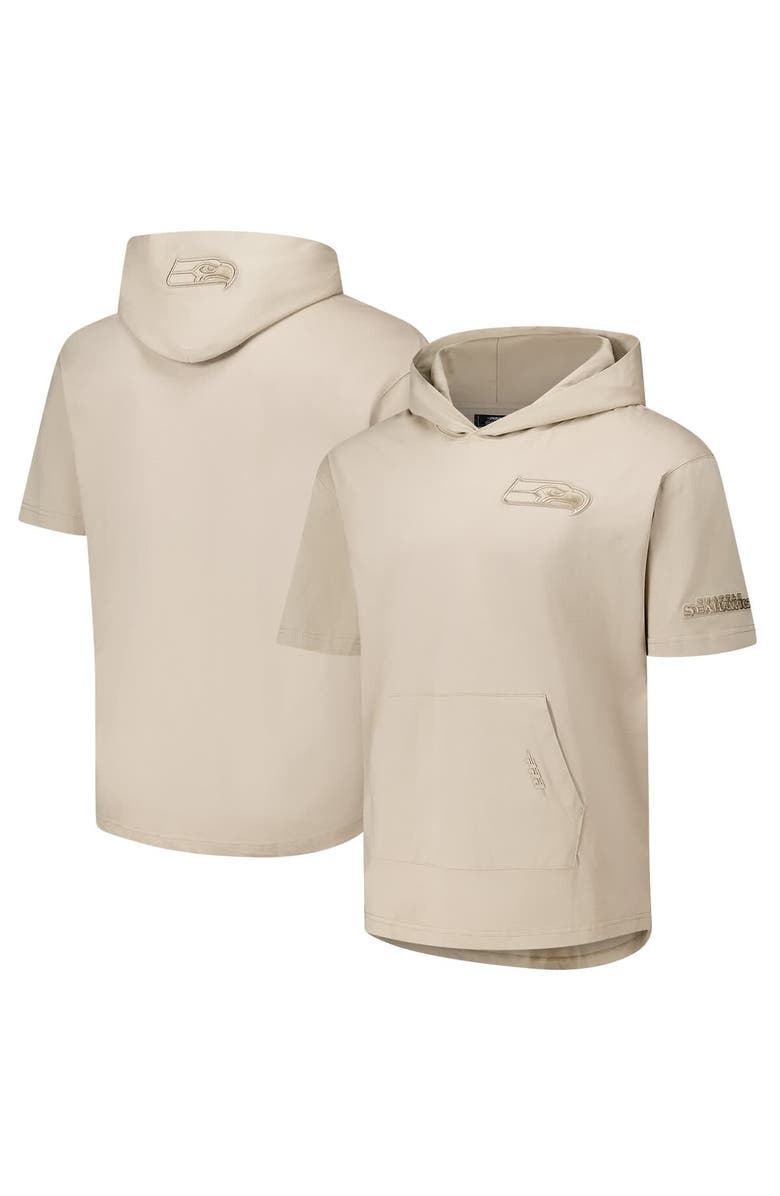 PRO STANDARD Men's Pro Standard Tan Seattle Seahawks Neutrals Capsule Short Sleeve Pullover Hoodie, Alternate, color, Tan