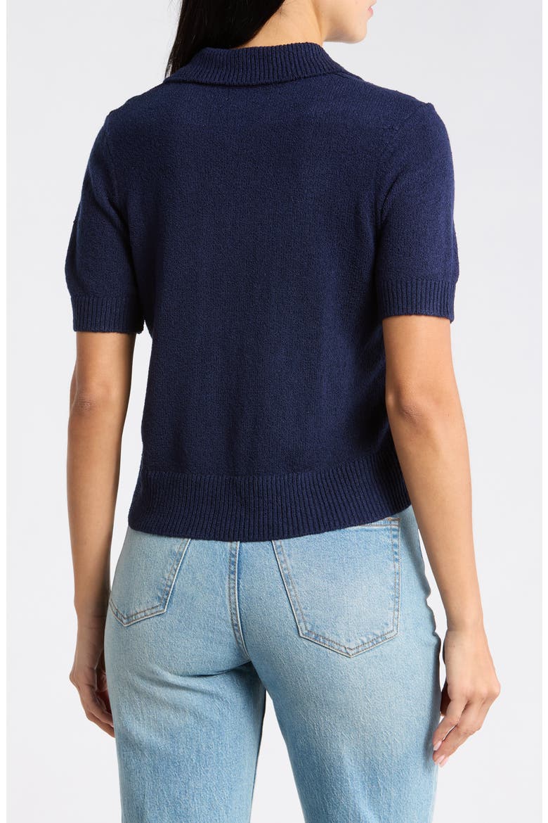 Slub Collared Sweater, Alternate, color, NAVY