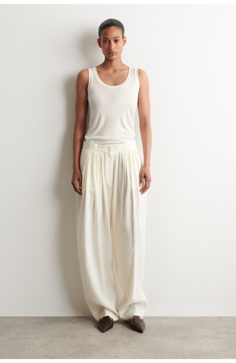 COS Scoop-neck Silk-jersey Tank Top, Alternate, color, White