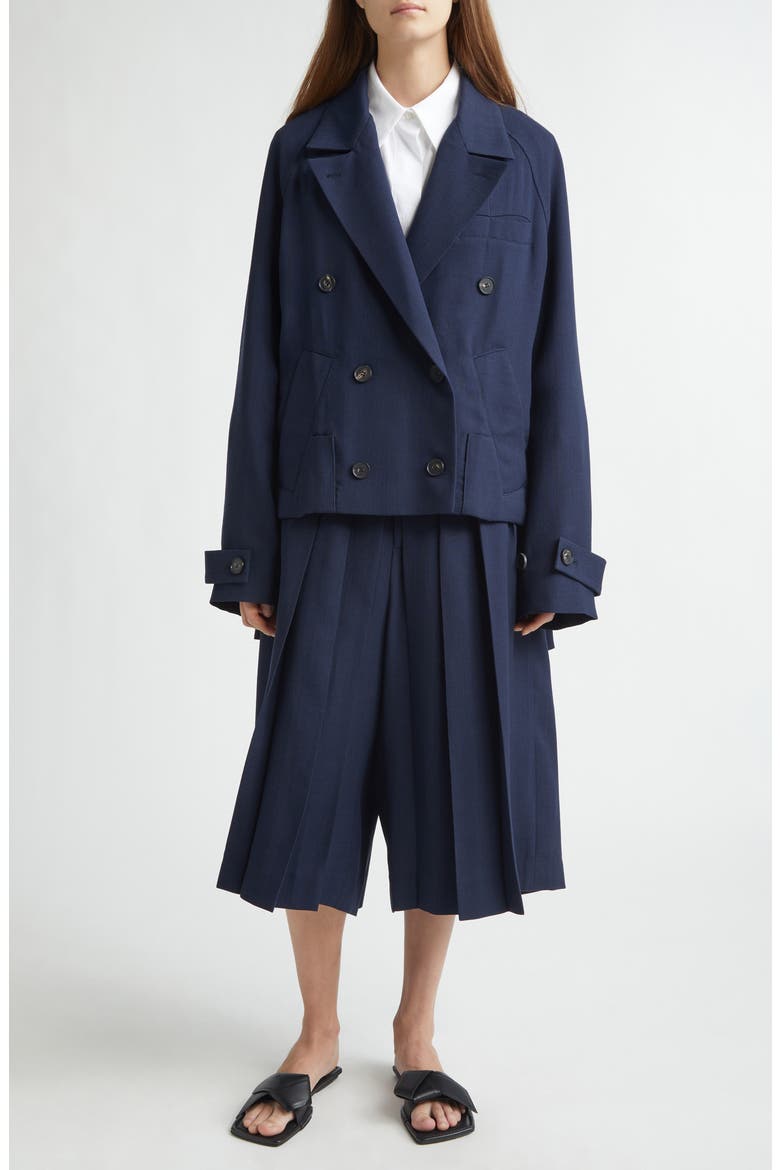 Origami Belted Virgin Wool Jacket, Alternate, color, NAVY