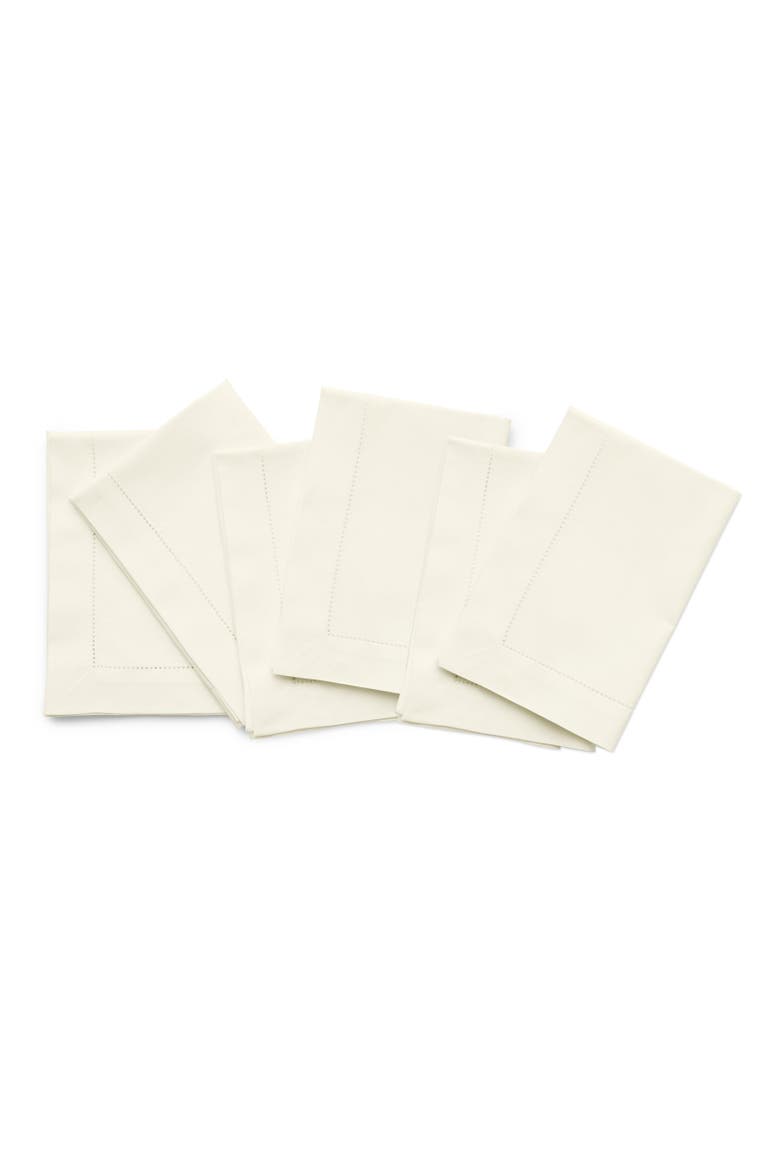 Cotton Linen Hemstitch Dinner Napkins Set of 4, 20 x 20", Main, color, Ivory