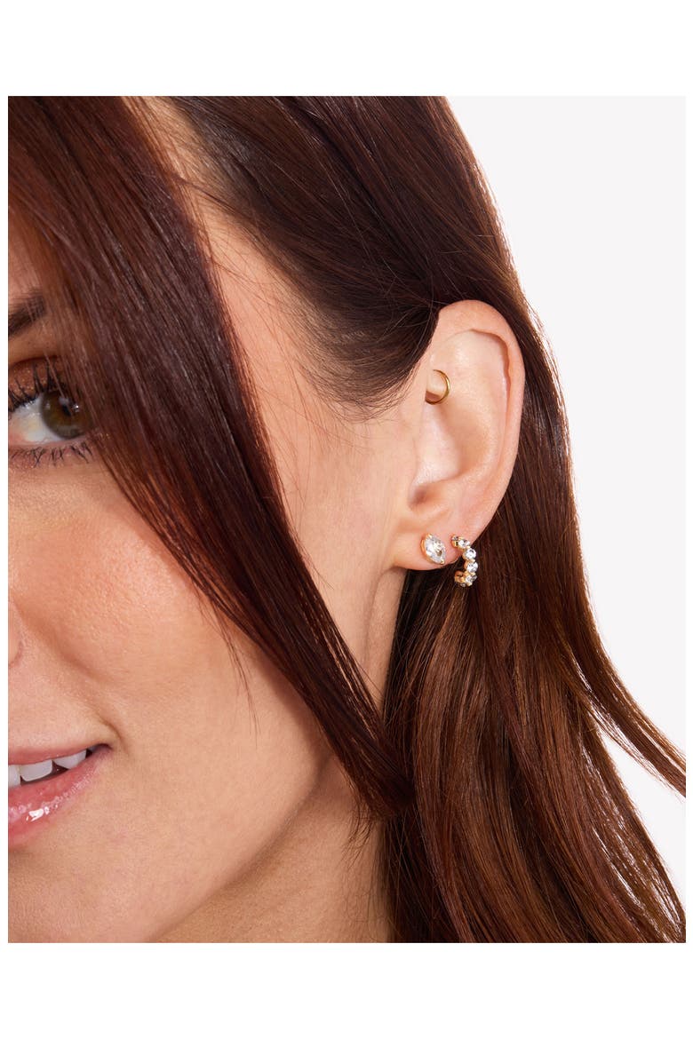 She's an Icon Huggie Hoop Earrings, Alternate, color, GOLD-WHITE